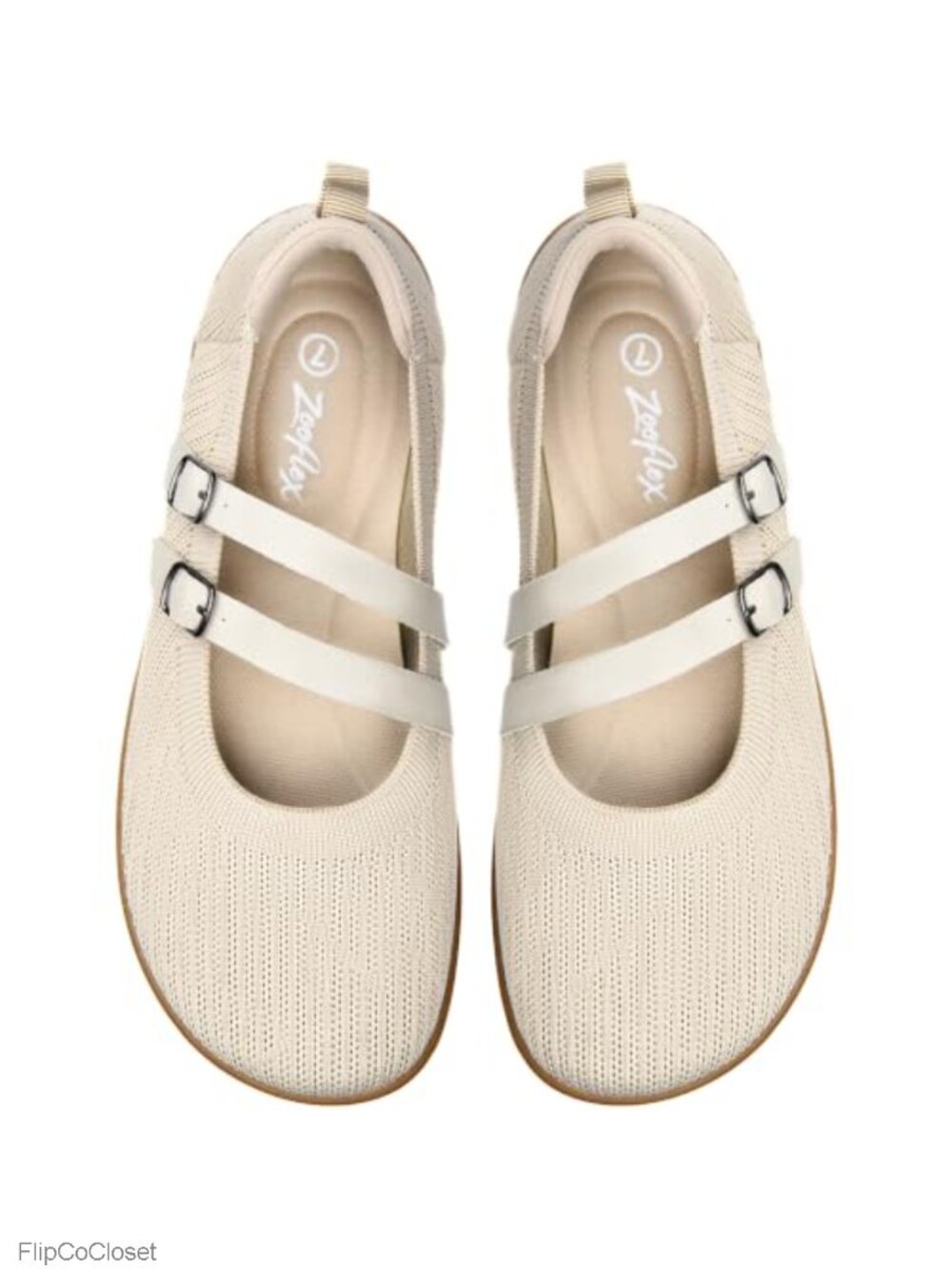 Wide Toe Box Barefoot Flats Knit Mary Jane Comfort Walking Shoes